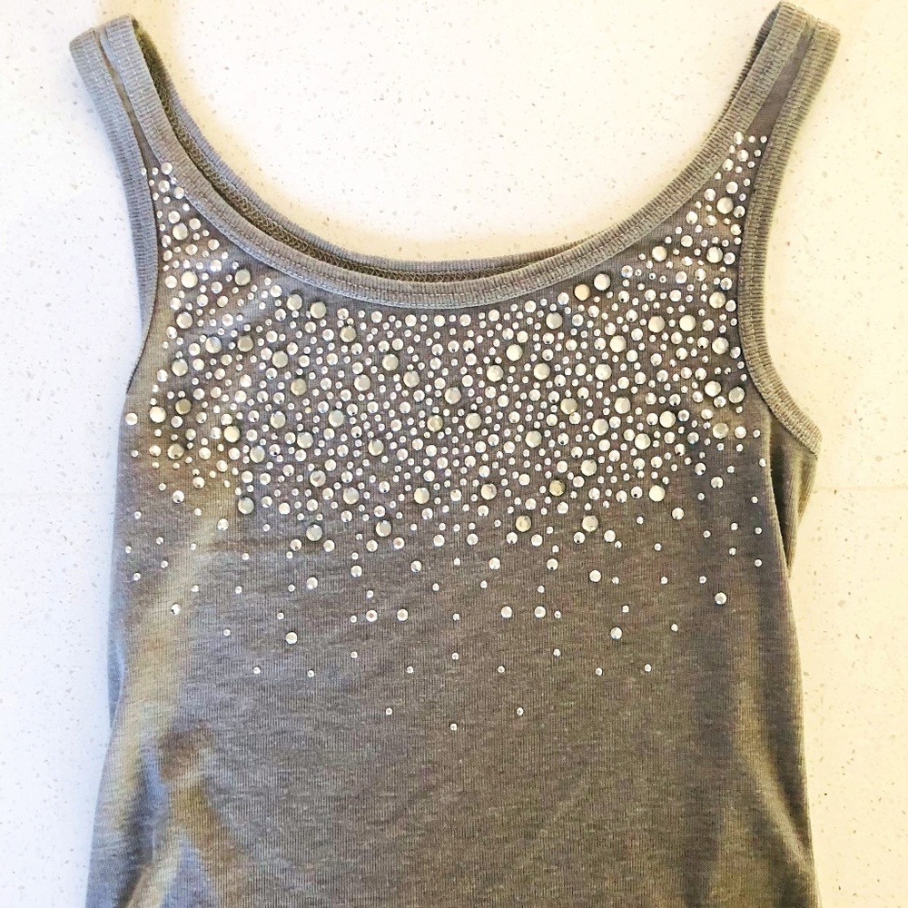 Grey tank top with silver studs